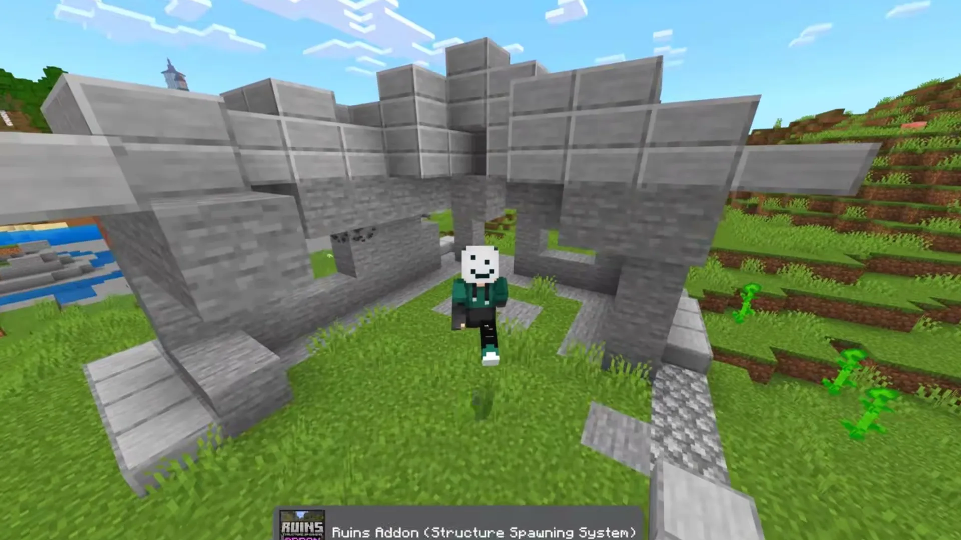 Ruins addon for Minecraft PE: Player standing in stone ruins