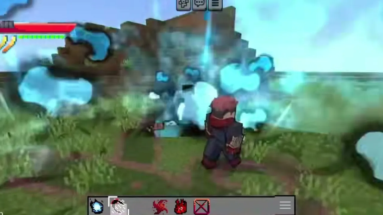 RYP Anime 2 Addon: Player standing in grassy area with glowing blue particles