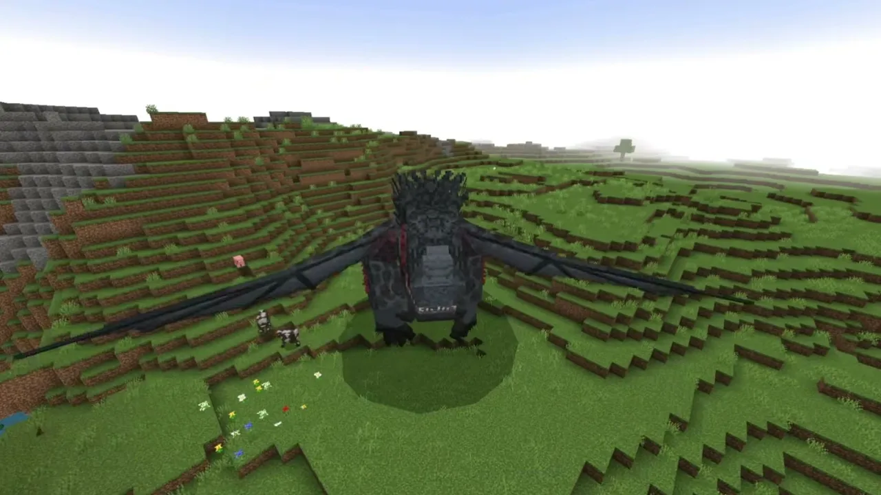 Secrets of Berk Addon: Black dragon on grassy hill