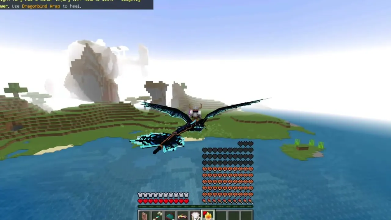 Secrets of Berk Addon: Player riding dragon over ocean
