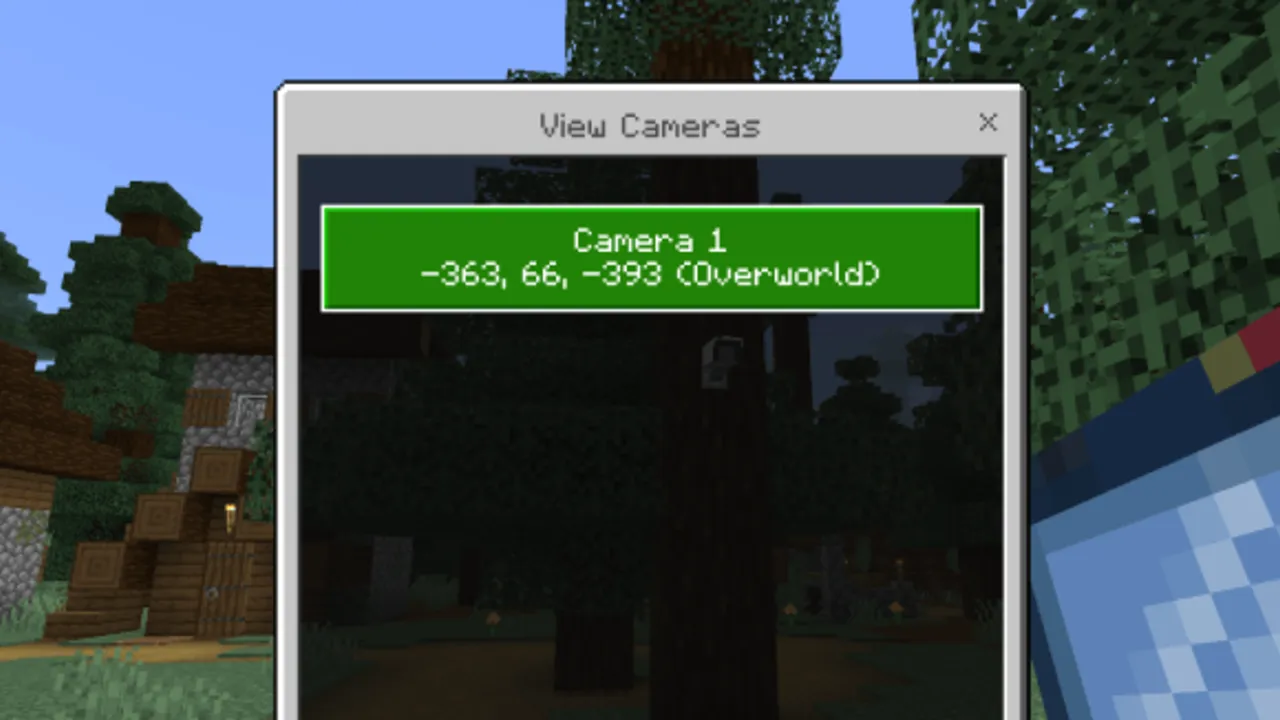 Security Cameras addon: Camera view showing forest scene