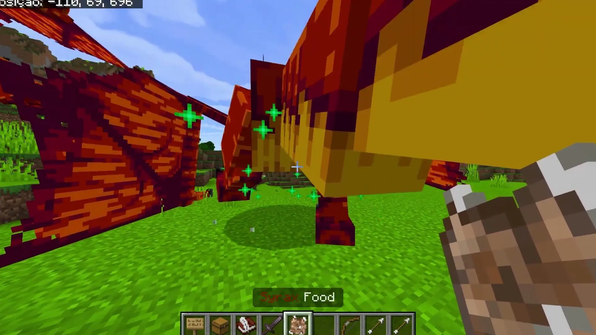 Skyveil Wyverns addon: Player holding food near wyvern