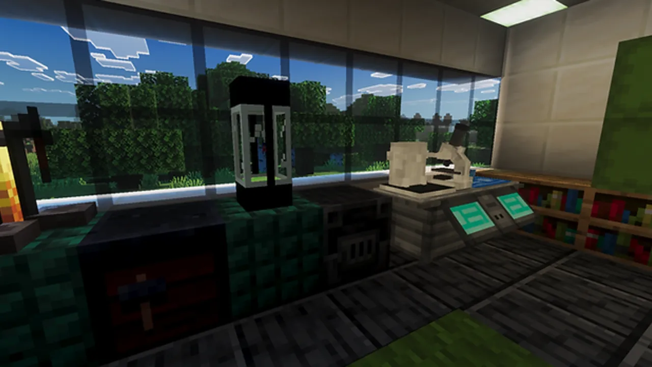 Spider-Man Project addon: Lab with glass walls and bookshelves