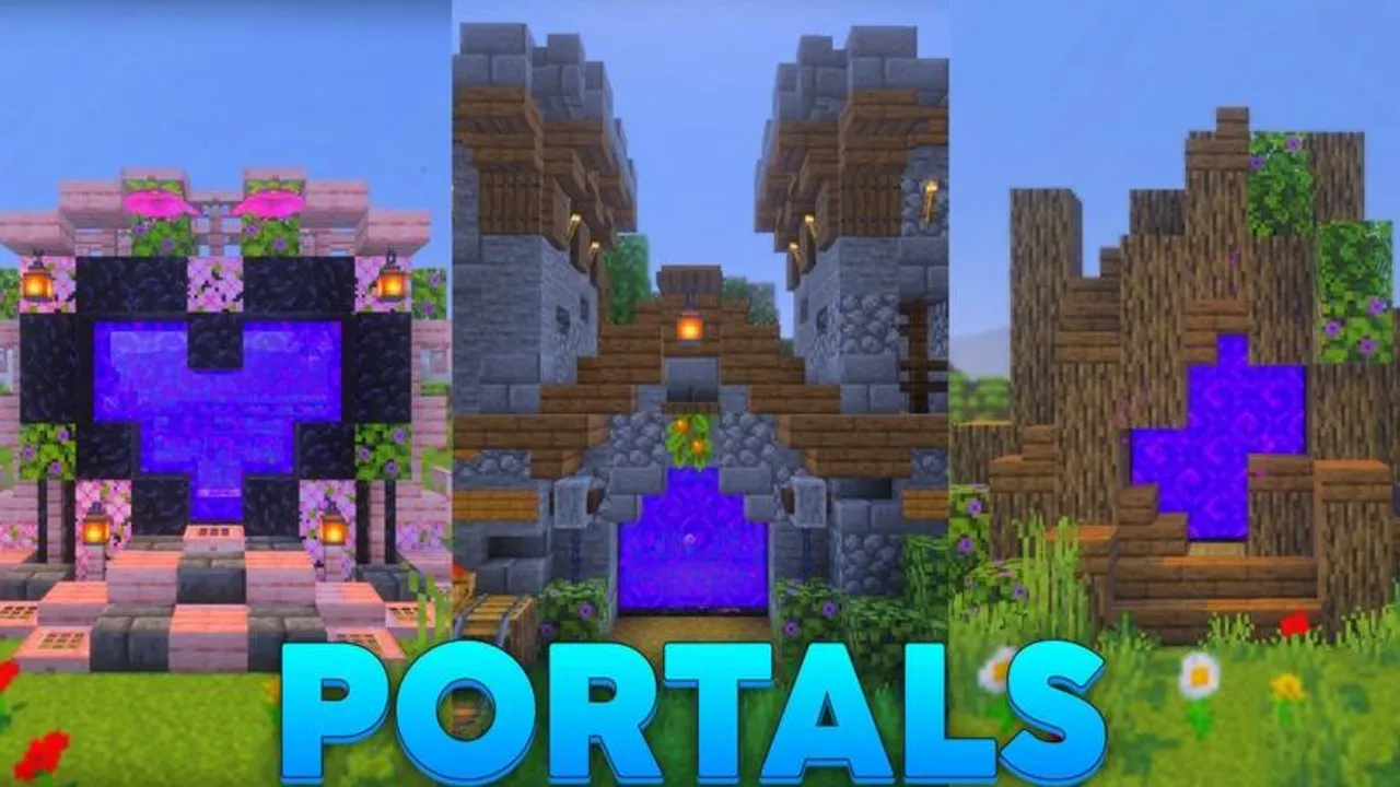 Structures In Just One Click addon: Three different portal builds