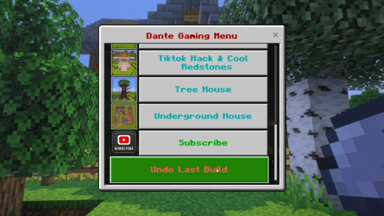 Structures In Just One Click addon: To remove the last built structure