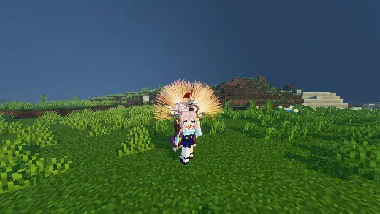 Students Archive Addon: Player with glowing fan in grassy field