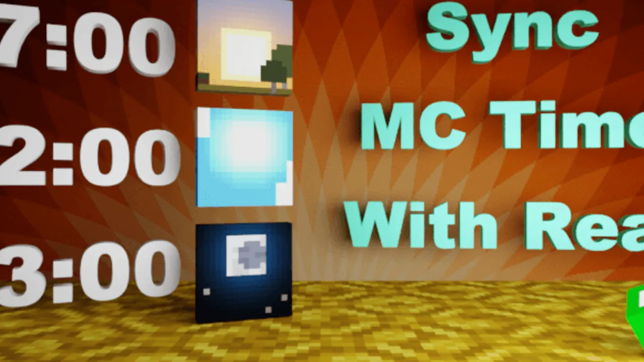 Sync Minecraft Time with Real Time addon for Minecraft PE: Time sync with real clock