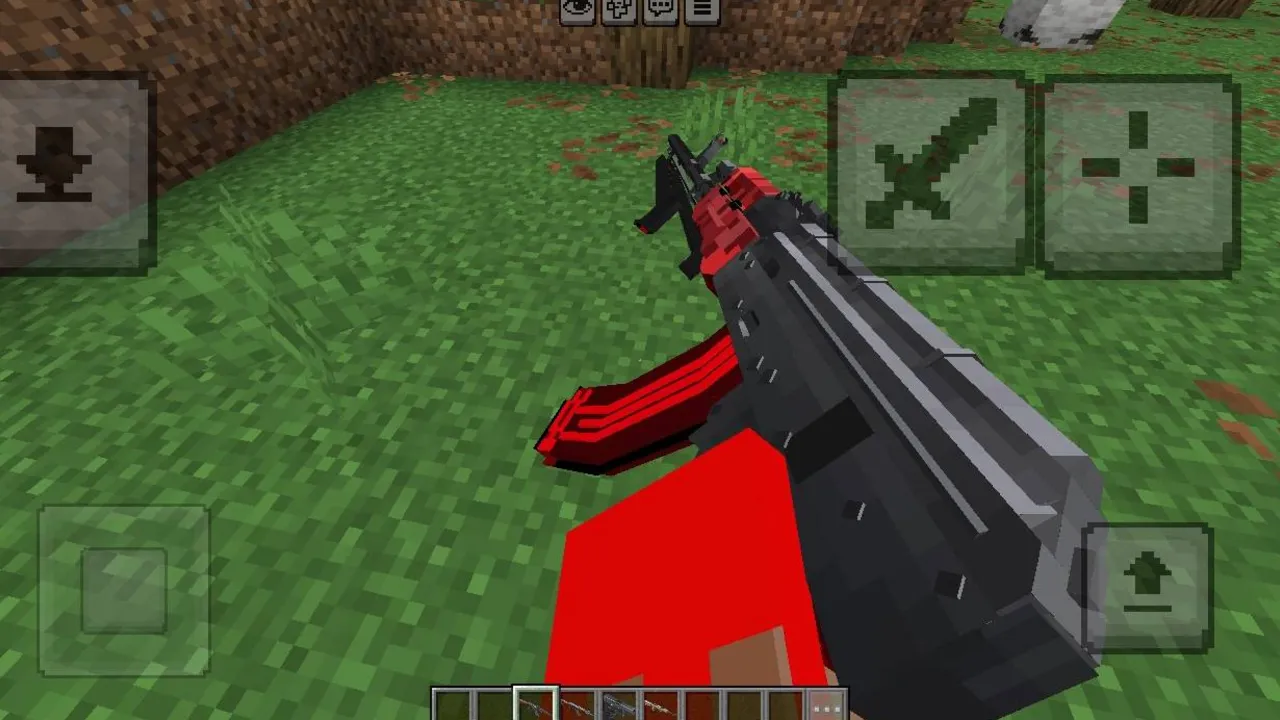 TACZ mod TRANSLATED EDITION + skin pack addon for Minecraft PE: Red AKM held by player