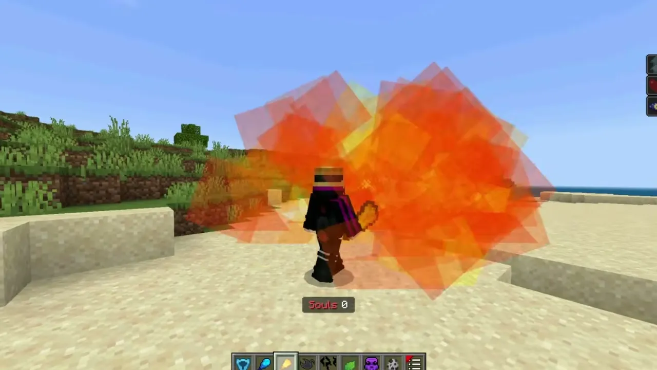 Tensura No Mine Addon: Player with fiery particle effect