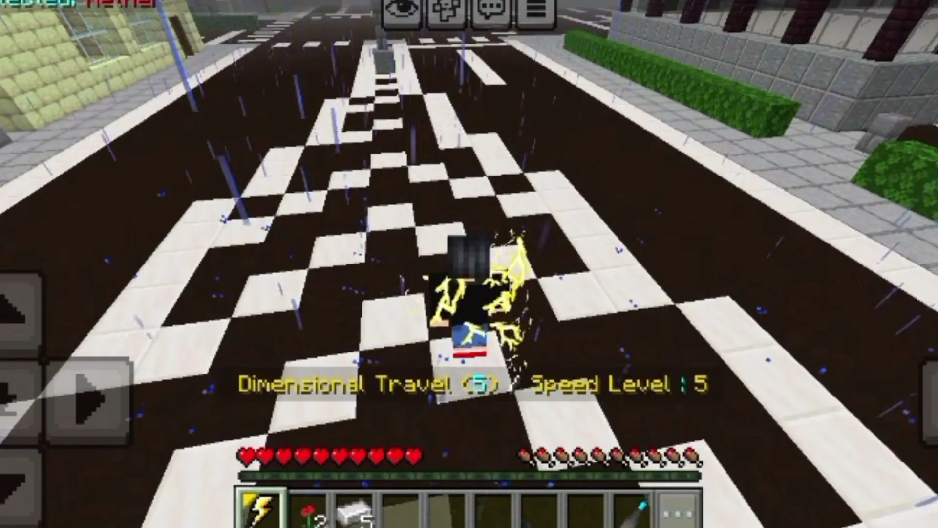 The Flash addon: Player using dimensional travel on checkered road