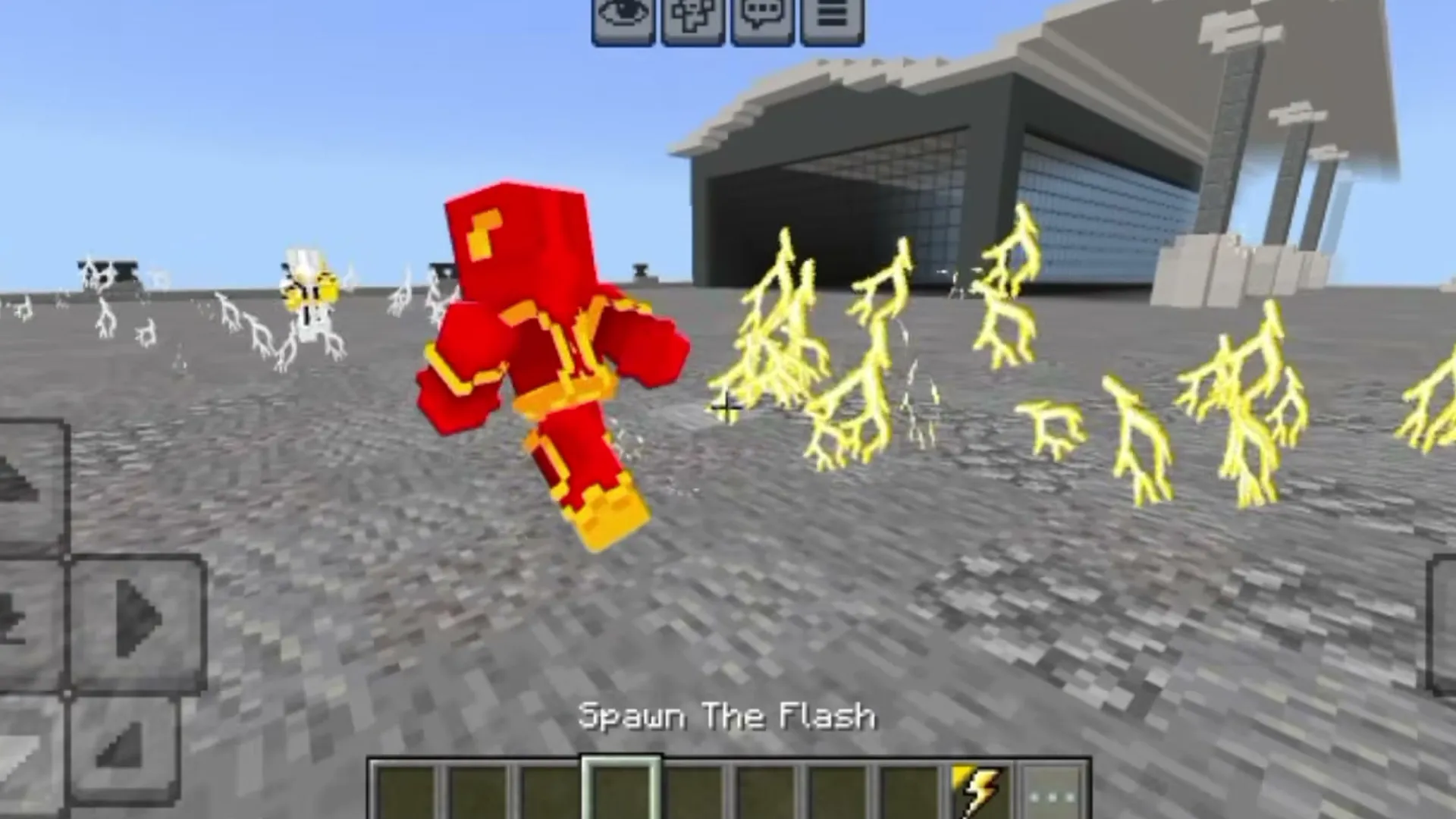 The Flash addon: Red superhero running with lightning effects