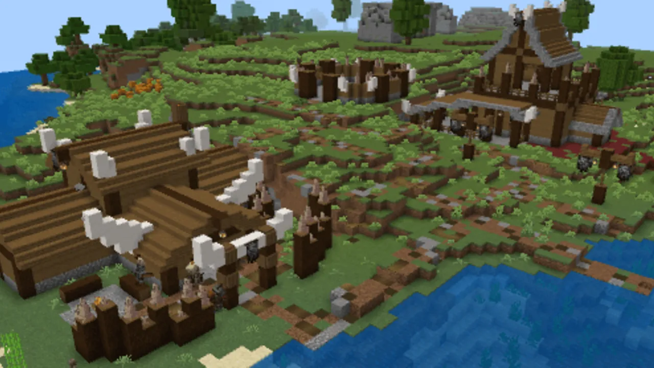 The Forgotten Legends by KaelusKrieg addon: Village by water with wooden houses