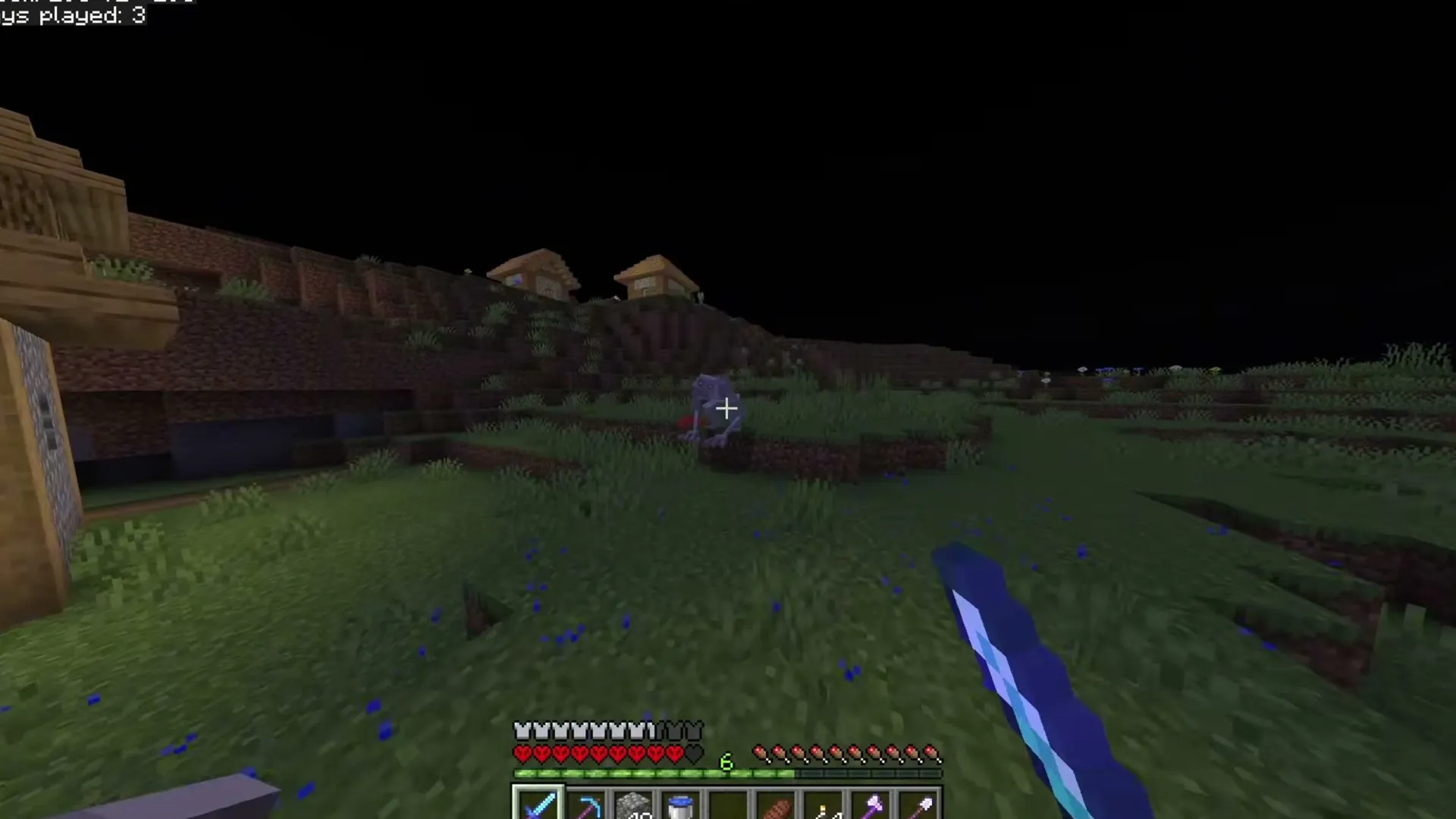 The Pale Crawler addon: Player in grassy field at night