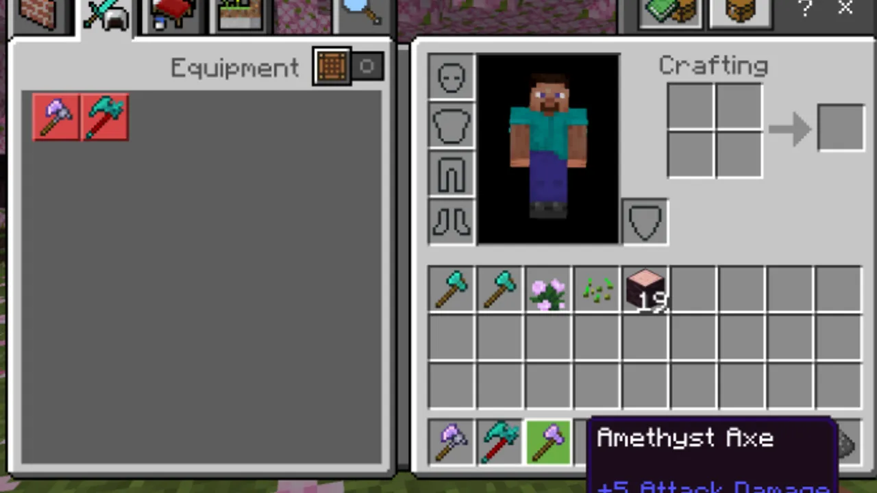 Tree Capitator addon: Axe with Tree Capitator effect shown
