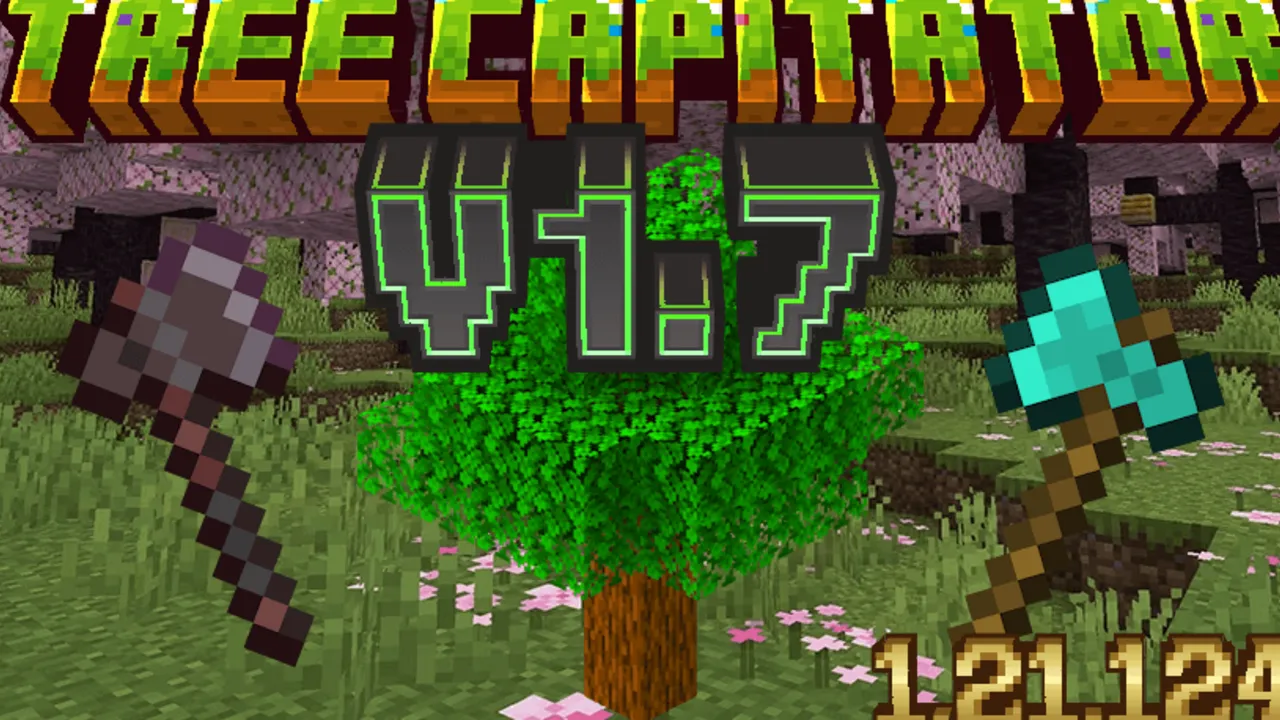 Tree Capitator addon for Minecraft PE: Tree with axe and pickaxe