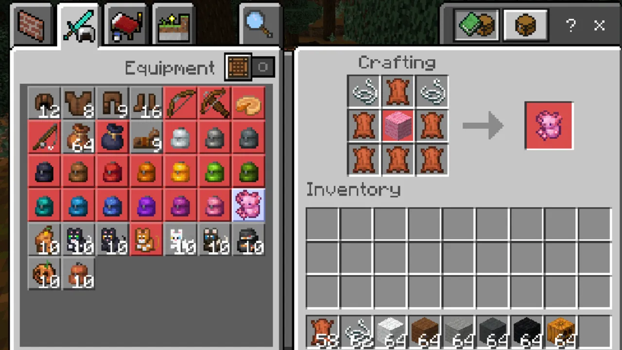 True Backpack addon: Crafting recipe for pink sheep