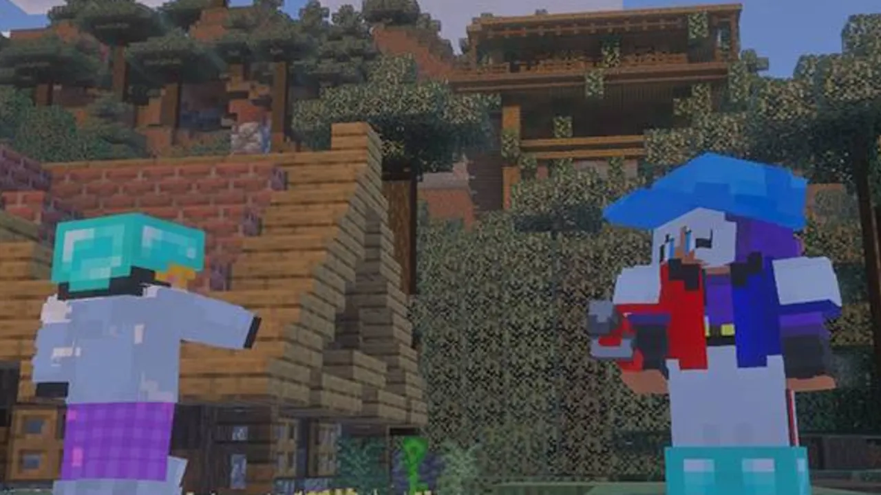 True Survival addon: Two characters in a forest with a house