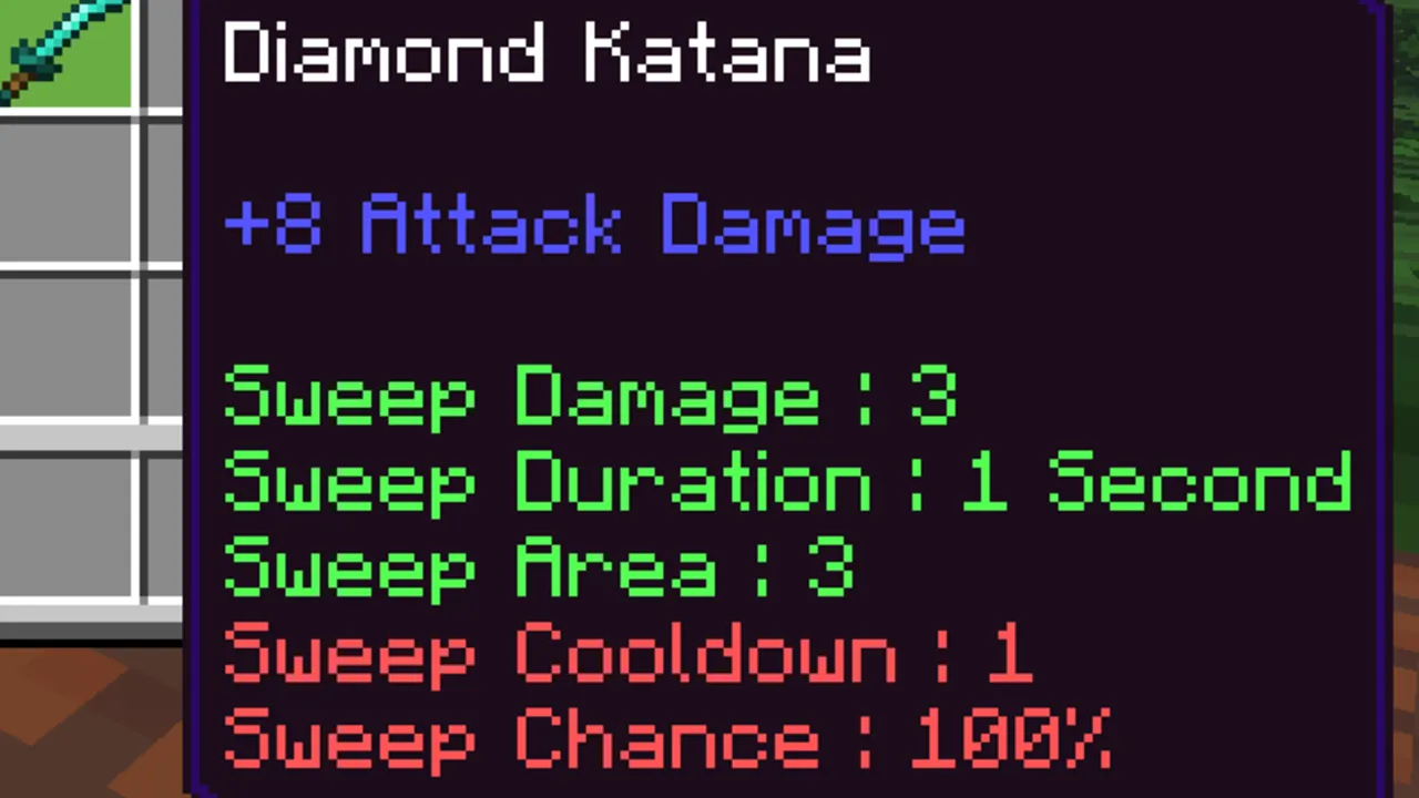 True Weapons addon: Diamond Katana stats screen