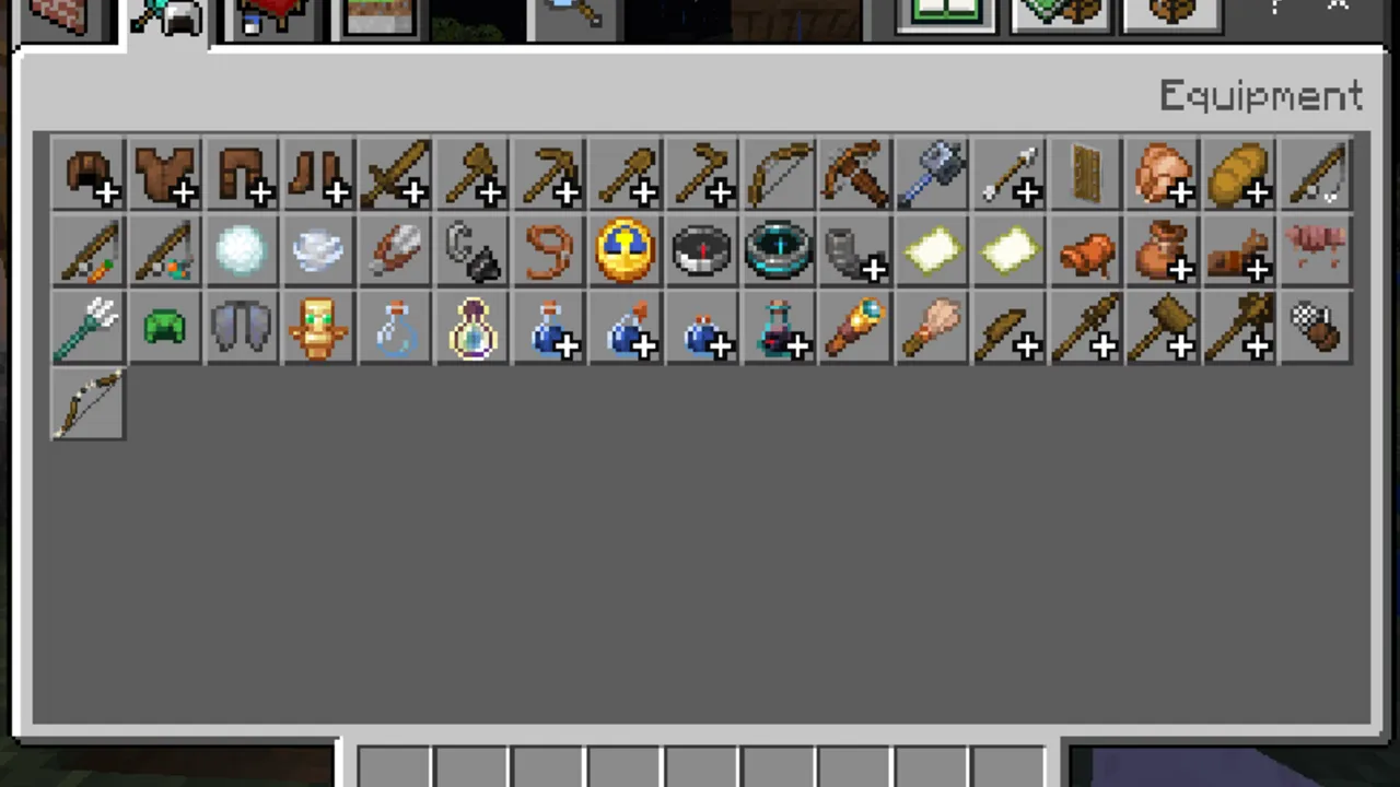 True Weapons addon: Equipment menu with many weapons