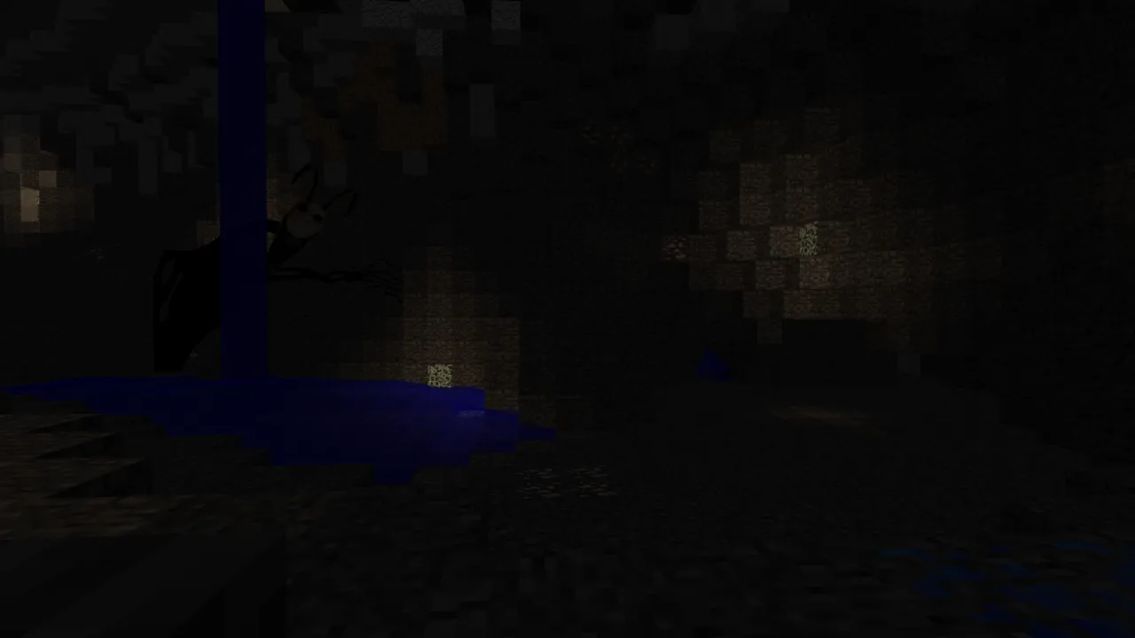 Twixxel's Stalkers addon: Dark cave with blue liquid