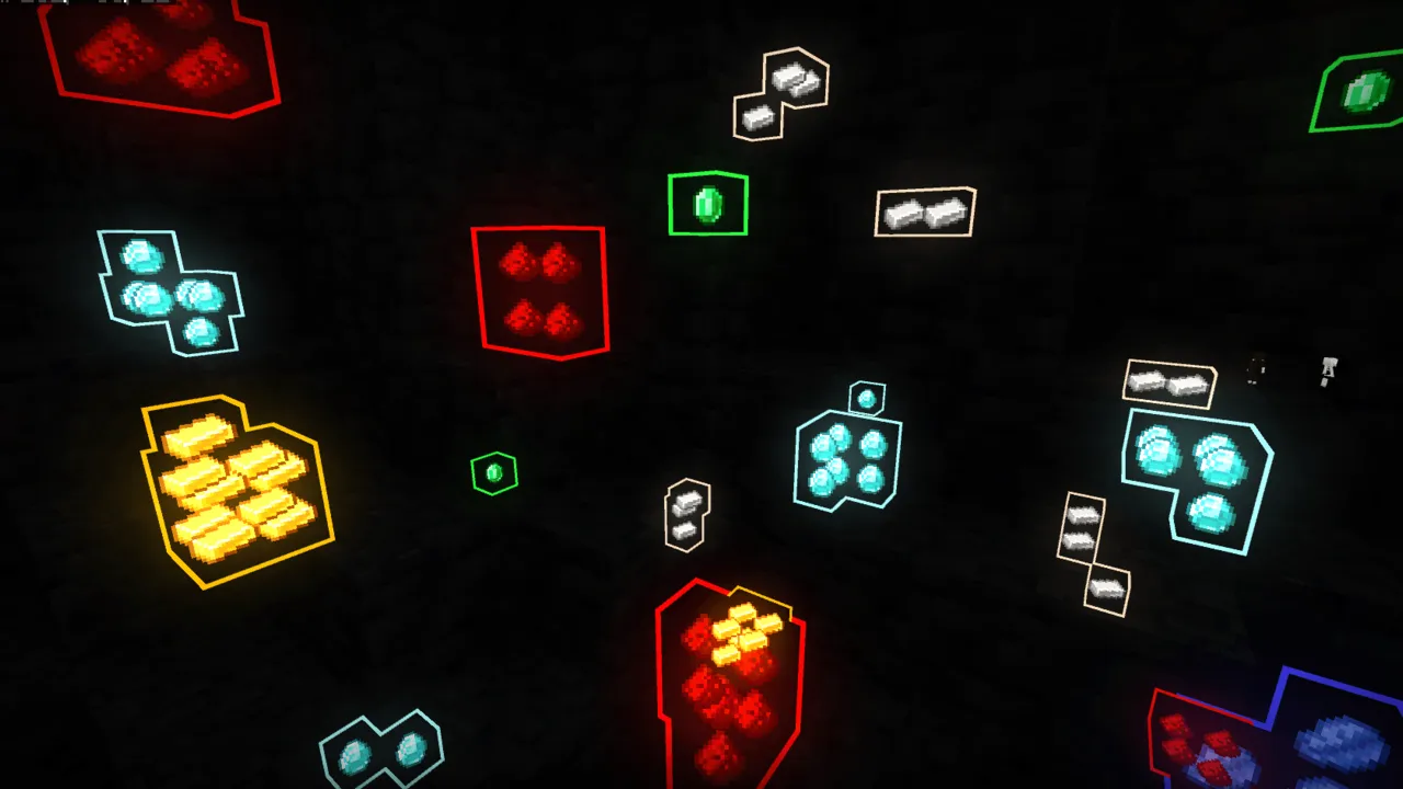 Wan's X-Ray Goggles Add-On: Glowing chests and ores in dark cave