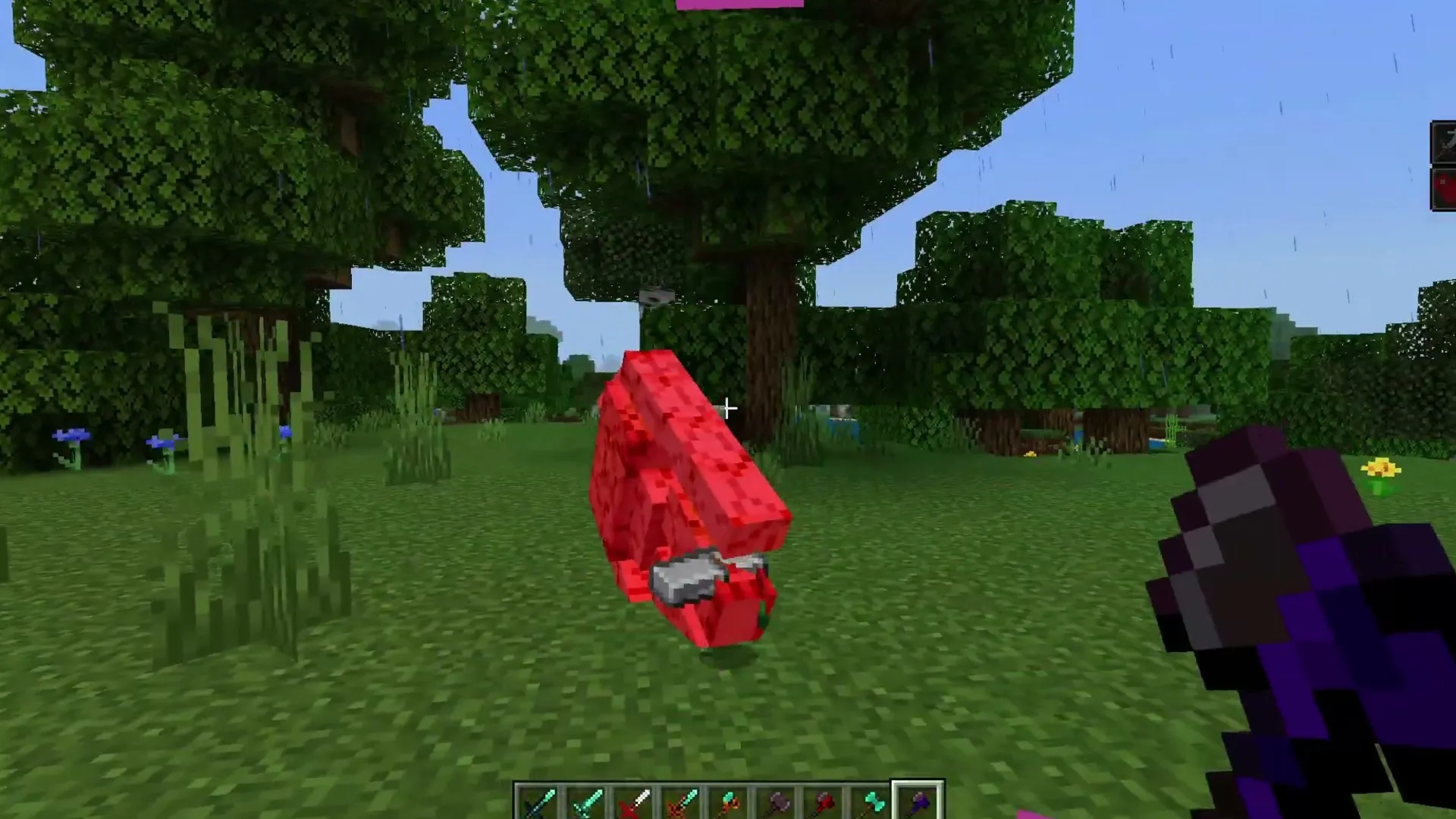 Weapon Combiner addon: Red dragon in grassy field