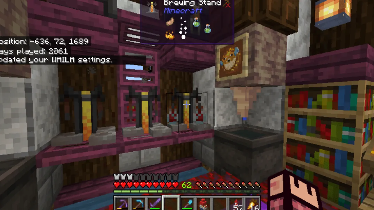 What Am I Looking At addon: Brewing stand in a room with books