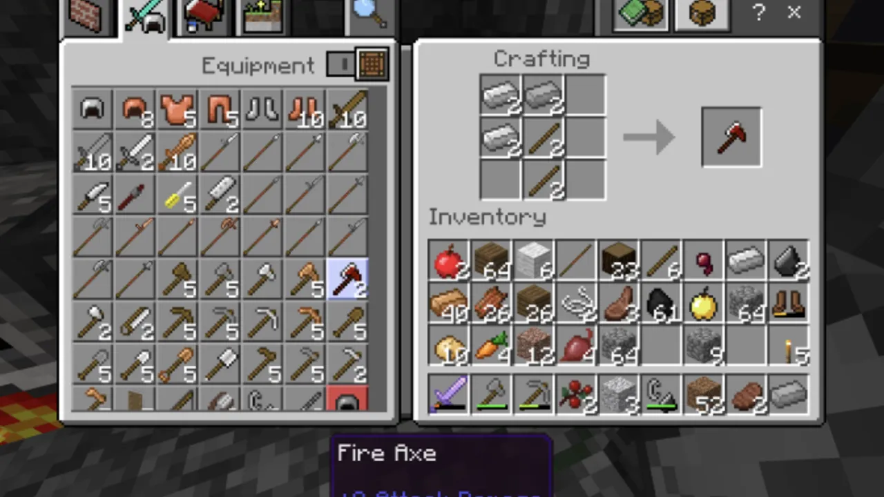 Winter Zombie Outbreak addon: Crafting recipe for fire axe