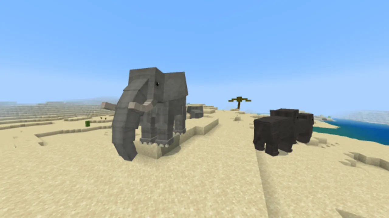 World Animals addon: Elephant and mammoth in desert biome