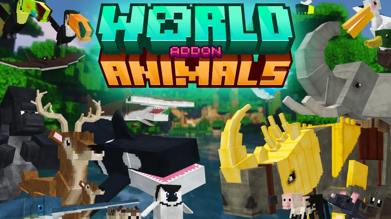 World Animals addon for Minecraft PE: cover art