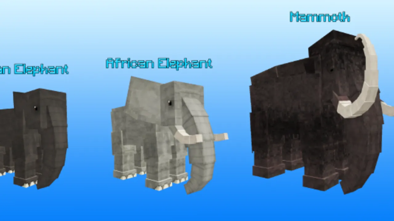 World Animals addon: Three elephants and a mammoth