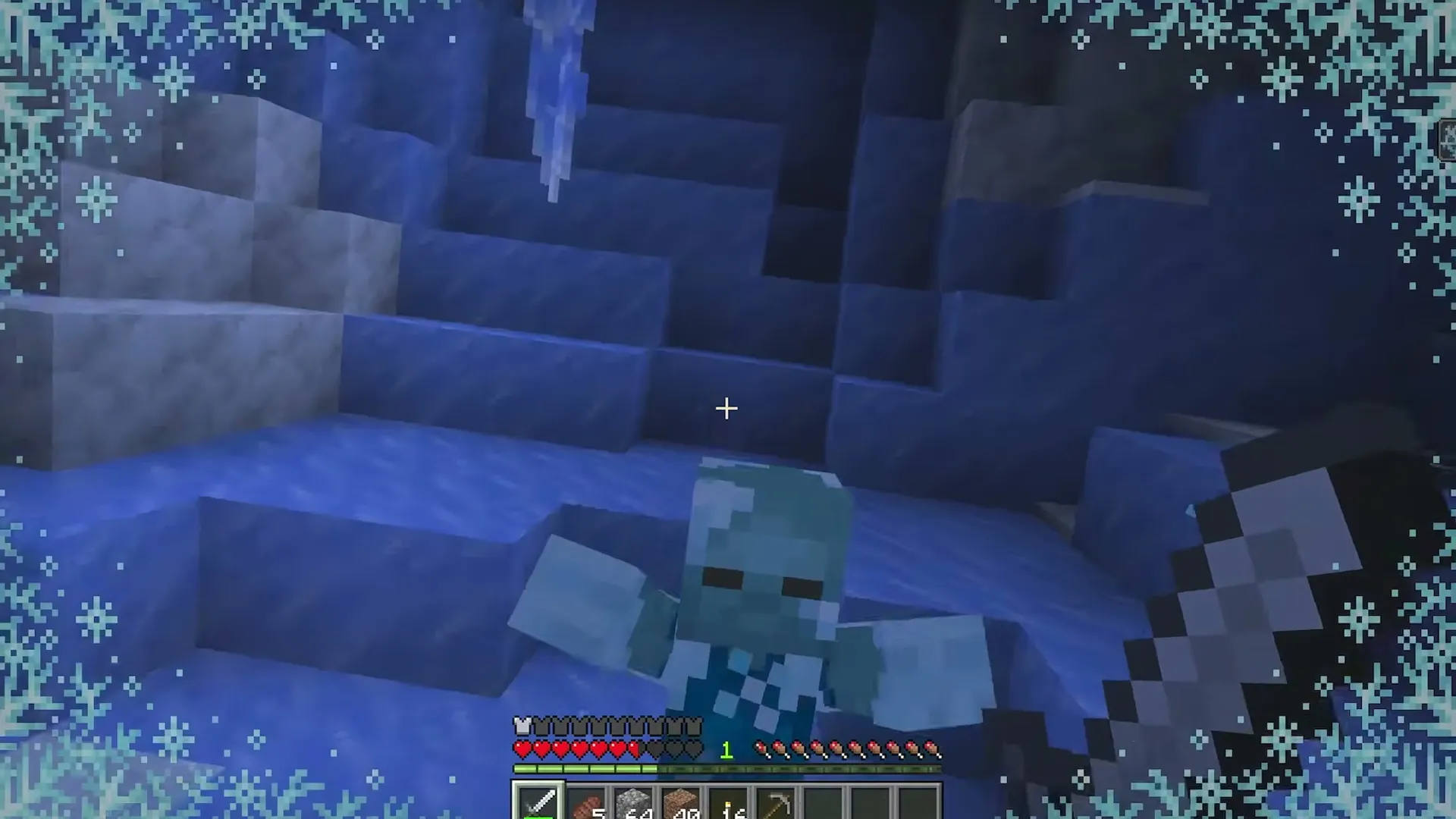The Freezing effect frosts the screen as a Frostbite attacks