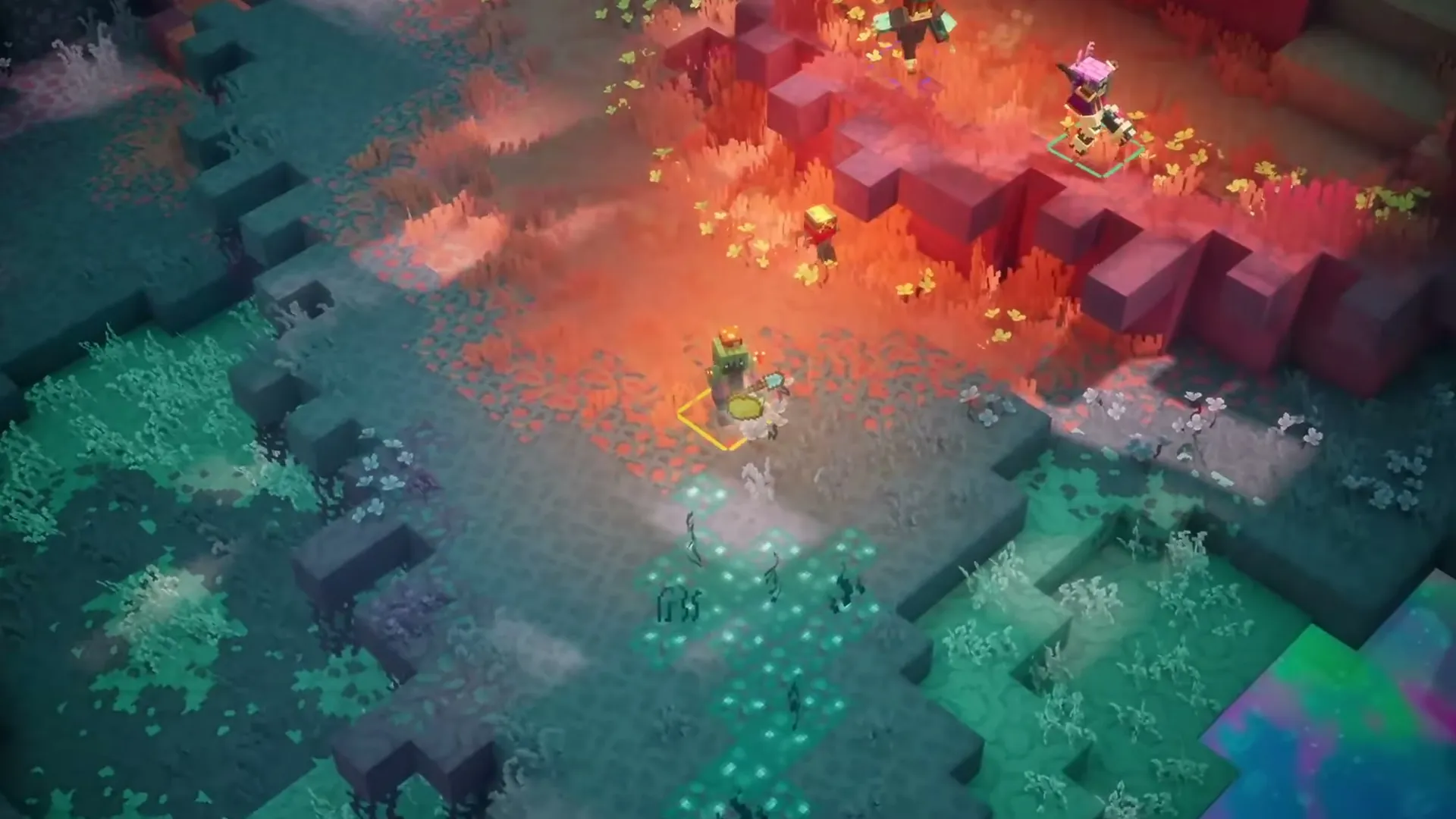 Heroes fighting in the Sift in Minecraft Dungeons II