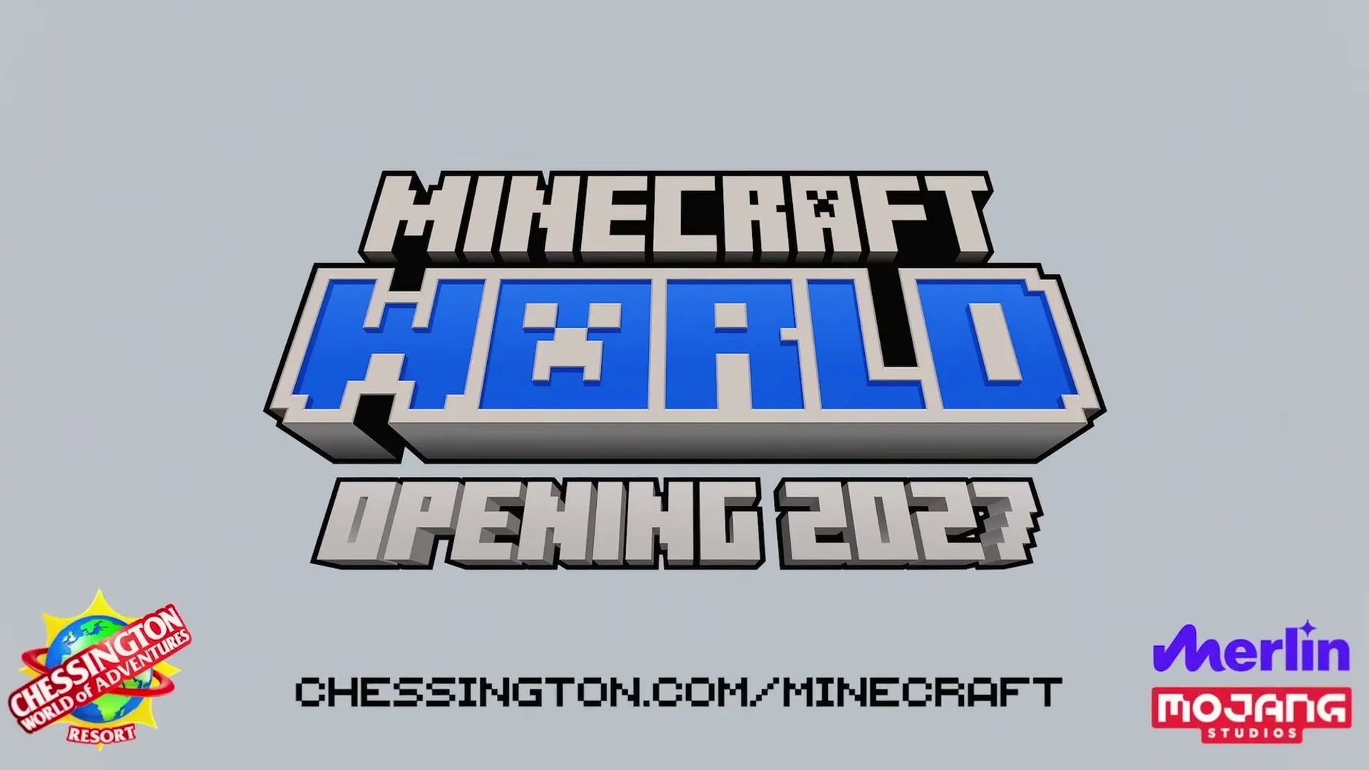 Minecraft World logo, opening 2027 at Chessington