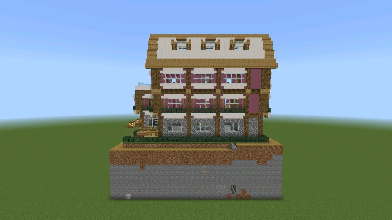 Comfy Home with Cellar, suburban house, at eye level from the front