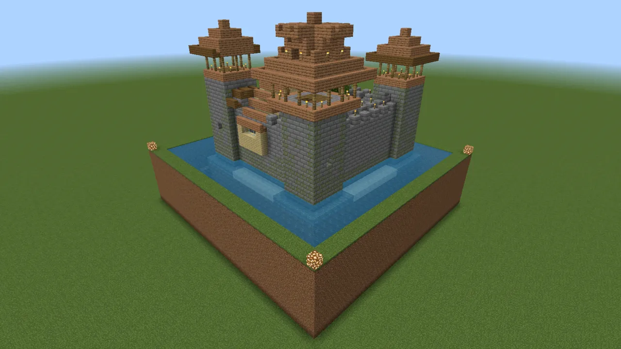 Compact Stone Fortress, medieval castle, seen from the front left