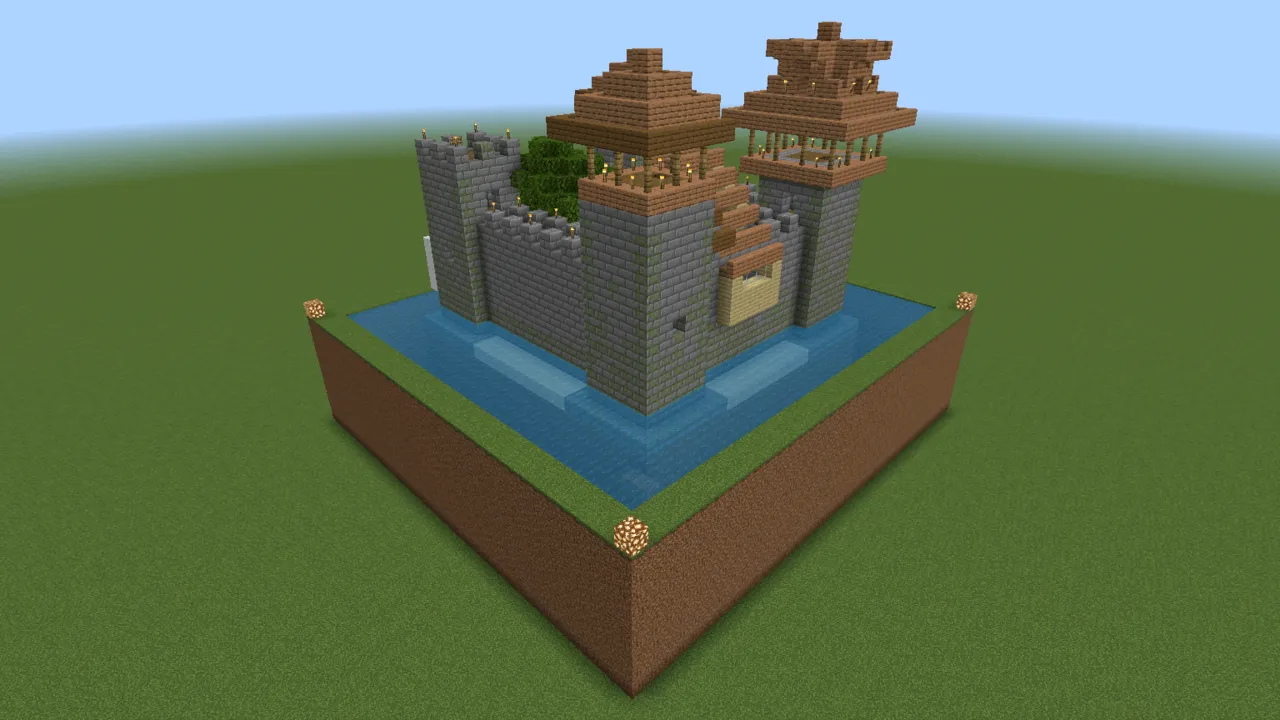 Compact Stone Fortress, medieval castle, seen from the front right