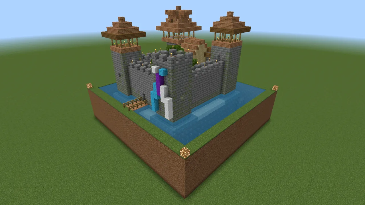 Compact Stone Fortress, medieval castle, seen from the back right