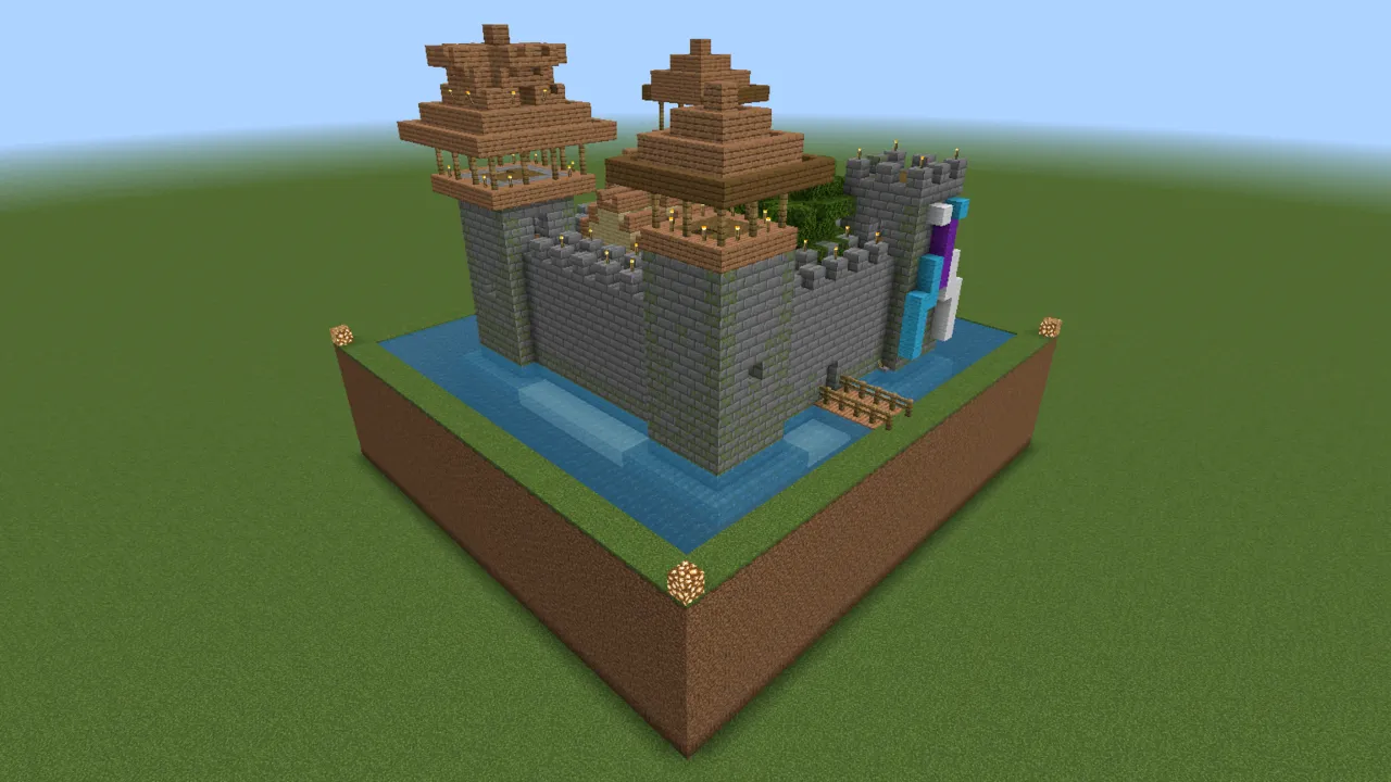 Compact Stone Fortress, medieval castle, seen from the back left