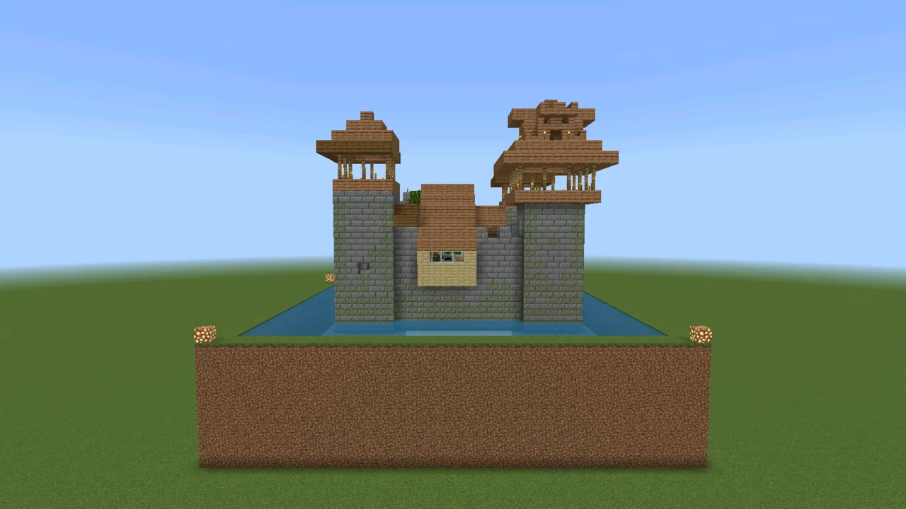 Compact Stone Fortress, medieval castle, at eye level from the front