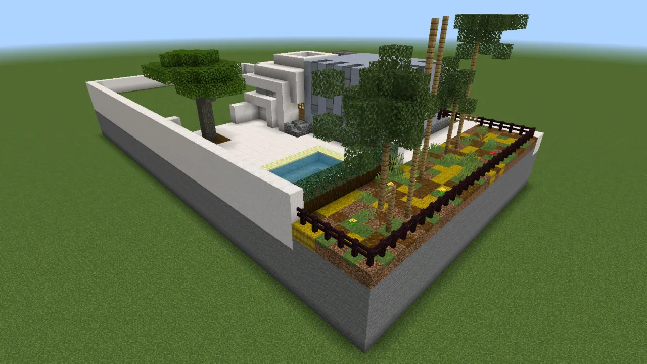 Contemporary Garden Home, modern house, seen from the front right