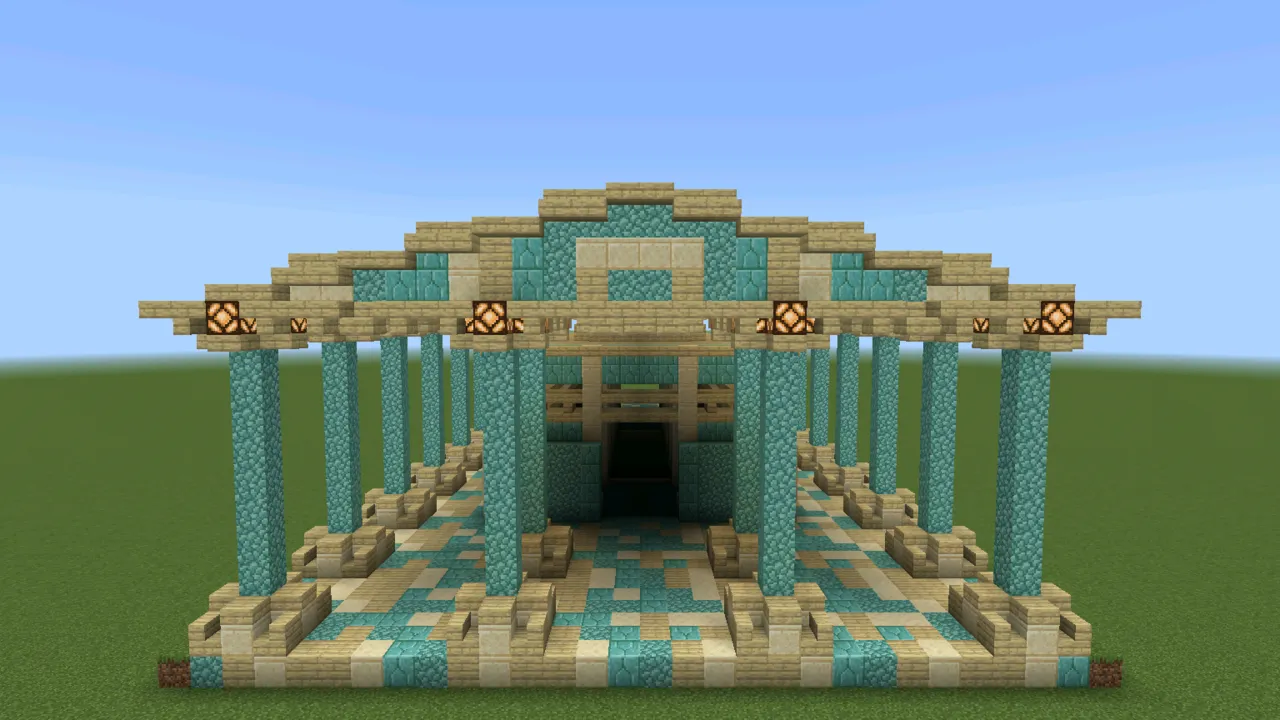 Desert Stone Grecian Ruin, ancient temple, at eye level from the front