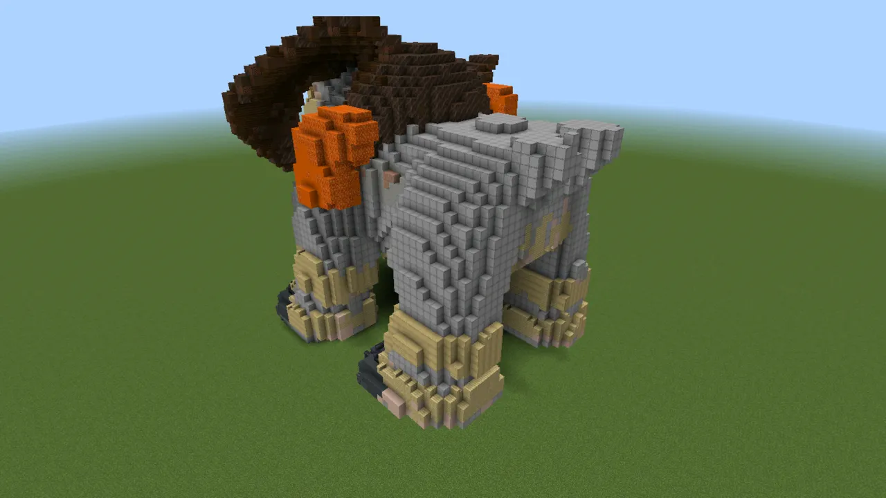 Gigantic Terrakion Statue, fantasy creature statue, seen from the front left