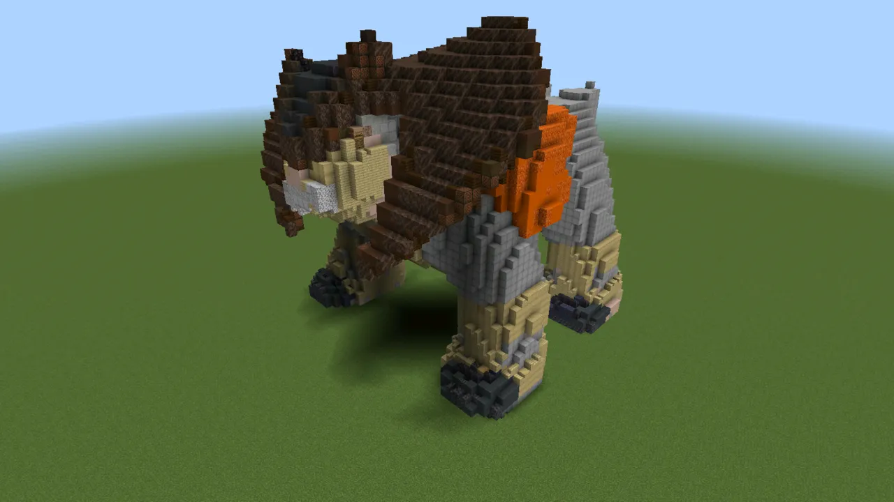 Gigantic Terrakion Statue, fantasy creature statue, seen from the front right