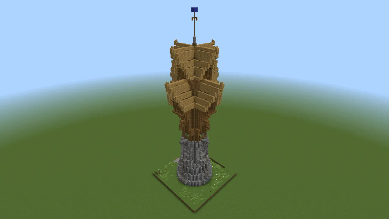 Jeracraft Wooden Mage Tower, fantasy tower, seen from the front right