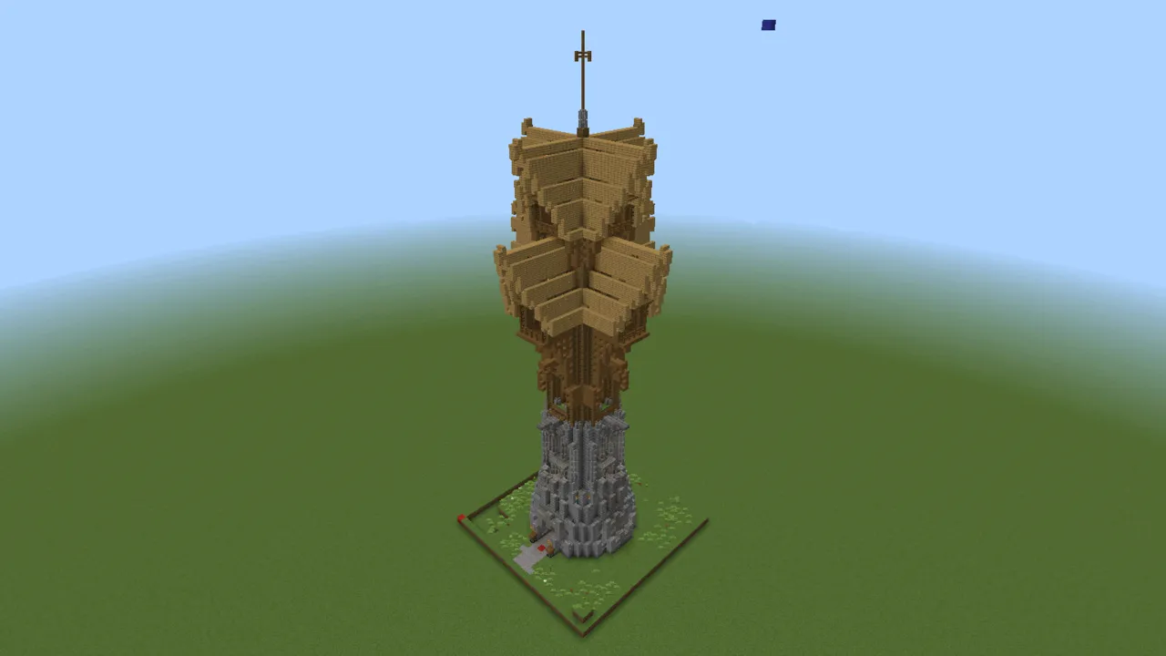 Jeracraft Wooden Mage Tower, fantasy tower, seen from the back right