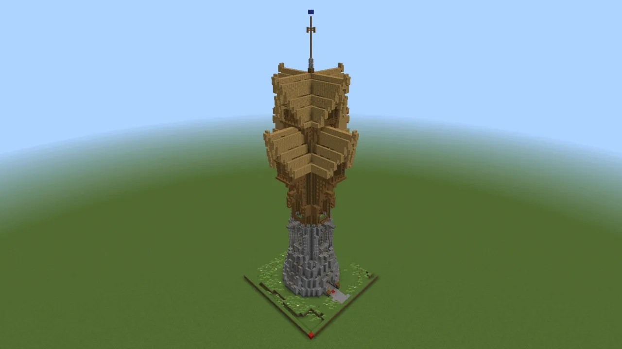 Jeracraft Wooden Mage Tower, fantasy tower, seen from the back left