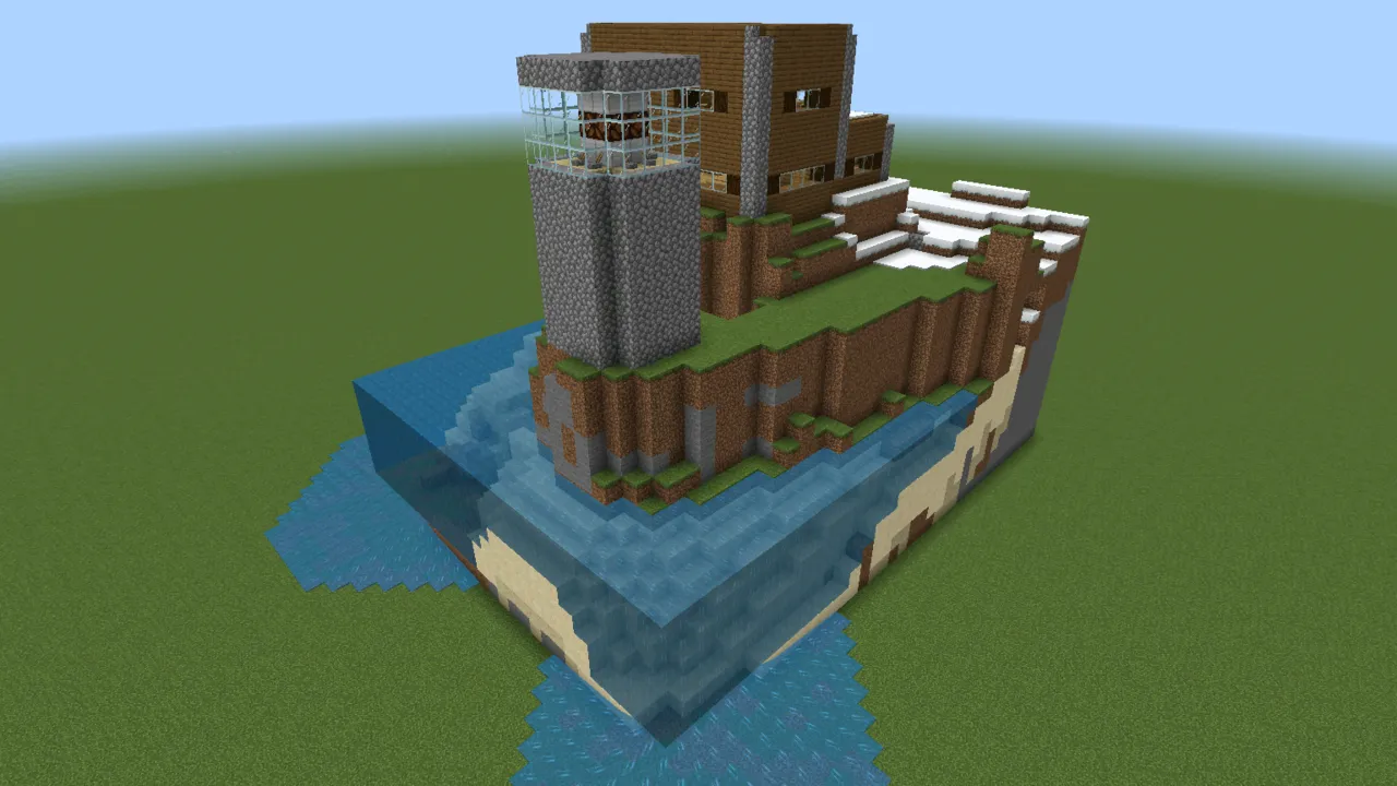 Lunar Beacon Retreat, lighthouse house, seen from the front left