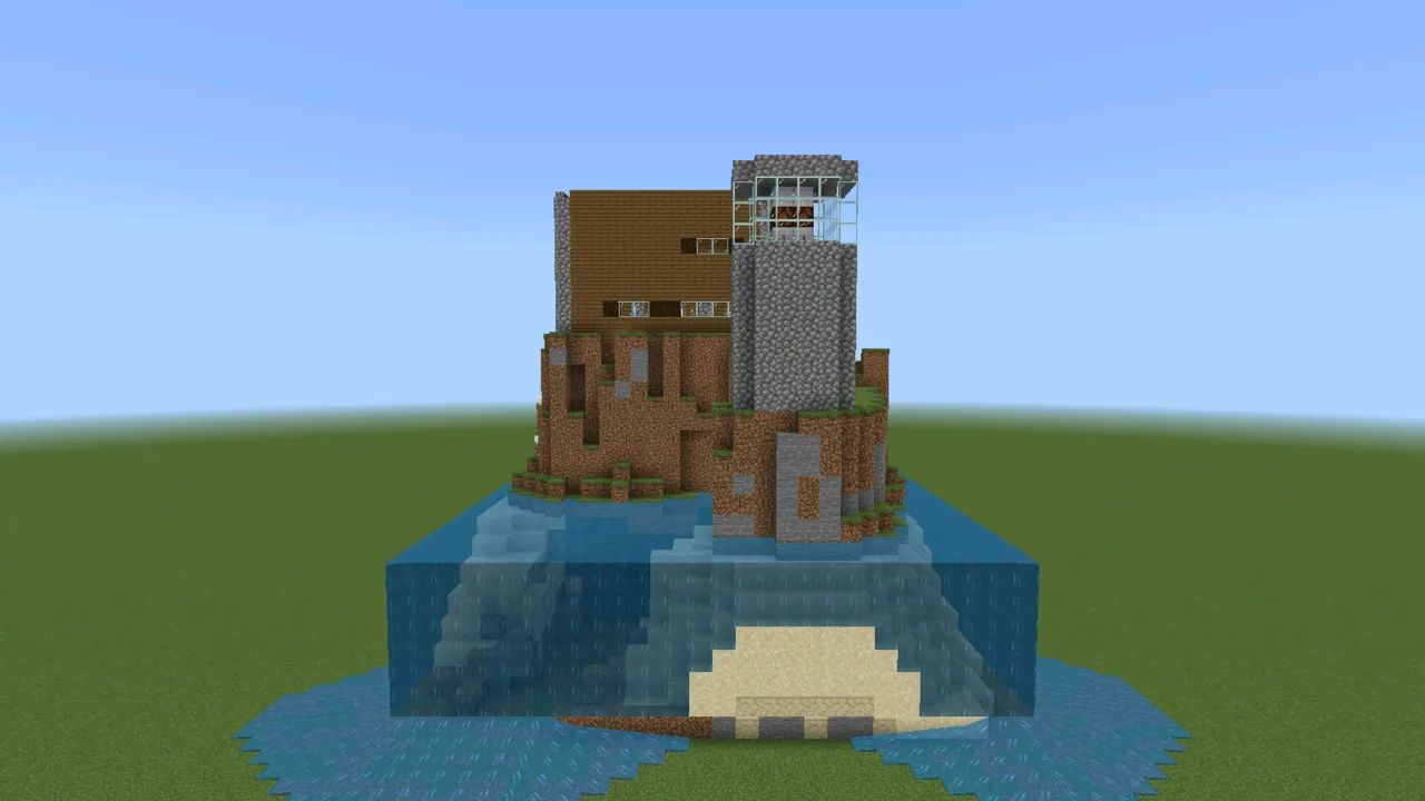 Lunar Beacon Retreat, lighthouse house, at eye level from the front