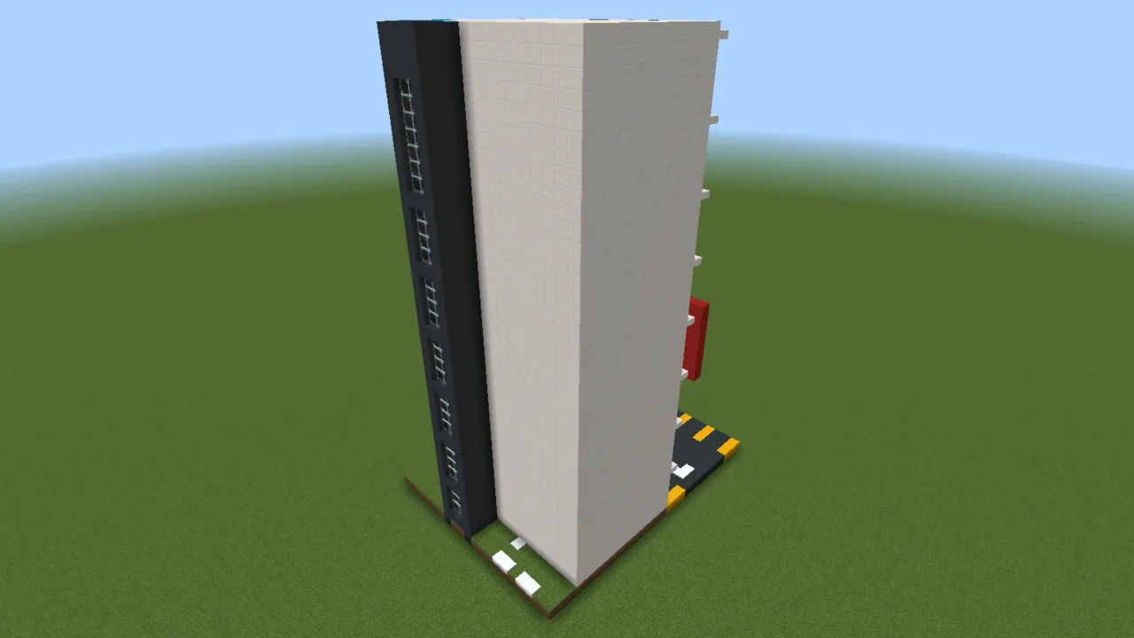Modern White Office Tower, modern office building, seen from the front left